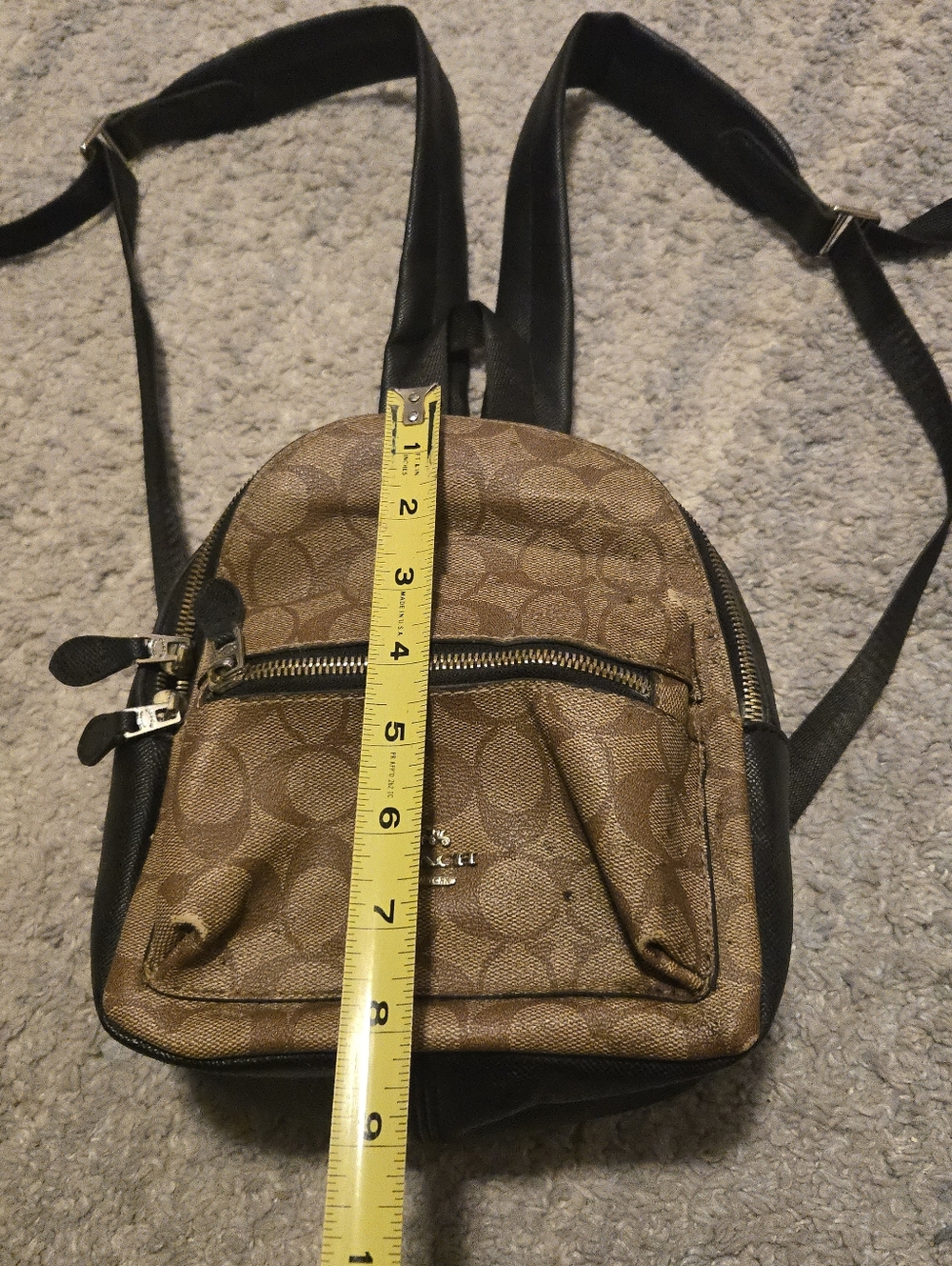 Coach Mini Charlie Backpack Signature Canvas Brown Black Small Travel Bag - Picture 14 of 16